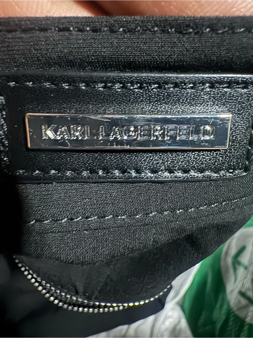 Karl Lagerfeld Black Joggers with Zip Pockets and Striped Cuffs
